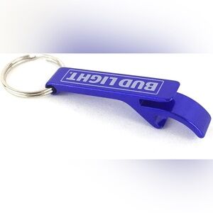 Bud Light Bottle Opener Keychain – Blue Aluminum – New
